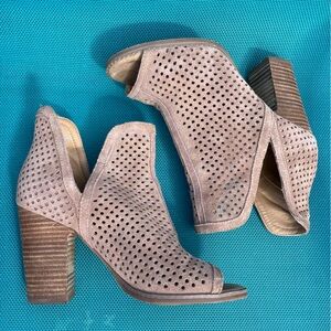 Leather Lucky Brand perforated peep toe booties